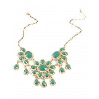 Seafoam Green Floral Stone Teardrop Necklace 